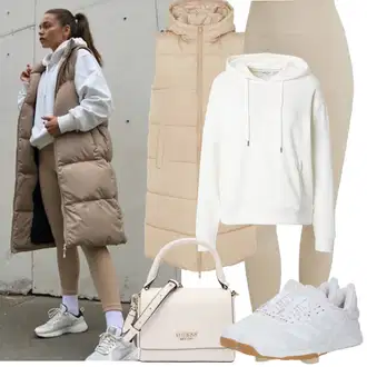 Materijal koji upija znoj Outfit sa Bijela/Krem/Kaki/Siva Nekategorizirano MSCH Copenhagen "Proljetni Outfit"