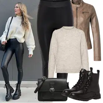 Outfit sa Crna Gležnjača na Vezanje/Borbena Čizma/Klasična čizmica/Ravna Gležnjača Tamaris "Proljetni Outfit"