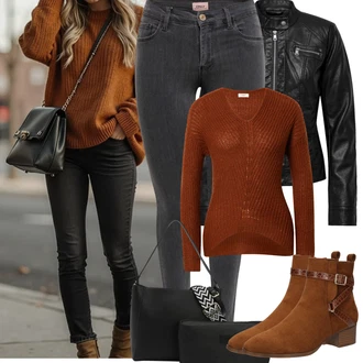 Outfity na podzim s Světle šedá/Tmavě šedá/Šedá Jeggings/Skinny Kalhoty/Džínové Legíny Only "Jarní Outfit"