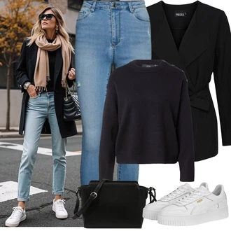 Sophia Outfit s Světle modrá/Modrá Jeggings/Džínové Legíny/Skinny Kalhoty/Kalhoty s dírou VERO MODA "Jarní Outfit"