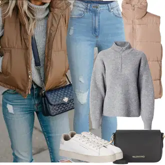 Kombinacije za proljeće teplý sa Bež/Smeđa/Kaki About You "Proljetni Outfit"