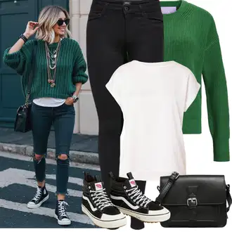 Visok Outfit sa Crna Tople Tajice/Jeggings/Zimska tajica/Pamučna Tajica/Pletena Tajica/Neprozirna Tajica/Termo Hlača/Podstavljena Tajica/Kožna Jakna/Samtaste Tajice/Tajice s Prorezom/Oblikovana Tajica Only "Proljetni Outfit"