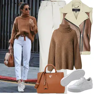 Premium Outfit sa Siva/Bijela/Bež/Kaki/Krem Hlače Hlača od Kepera/Naborane Hlače/Hlače s 5 Džepom/Bengalke Hlače/Ravna Hlača/Bootcut Hlača/Hlače od muslina/Hlače s Prorezom jjxx "Proljetni Outfit"Look: Boja, cool, Stil, klasický, Premium, Vanjski, Rap