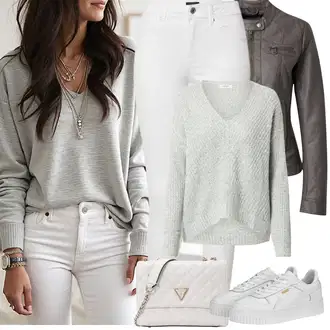 Outfity na podzim Estetika s Bílá/Béžová Teniska na platformě Puma "Jarní Outfit"Look: Estetika, Cool, Extravagantní, Hip Hop, Skater, Techno