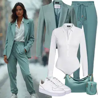 Outfity pro zábavu Svatba s Šedá/Bílá Teniska na platformě/Nízká Teniska Puma "Jarní outfit"Look: Koncert, Škola, Svatba