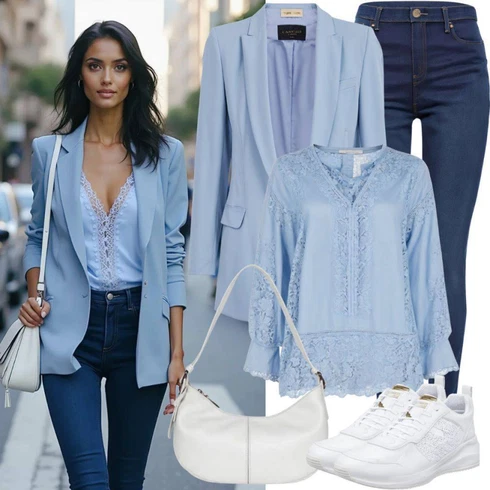 Kombinace Světle modrá/Modrá Oblek Bezrukávní Šaty about you x iconic by tatiana kucharova