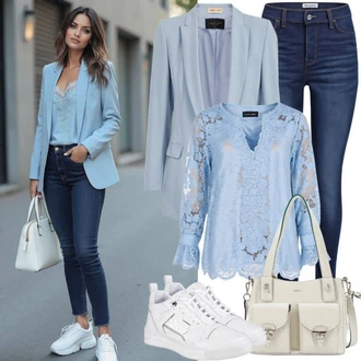 Outfit s Tmavě modrá/Modrá Kožená bunda/Push up Džín/Termální Džíny/Zimní bunda/Kožené Boty/High Waist Džínové Kalhoty Noisy may "Jarní Vzhled"