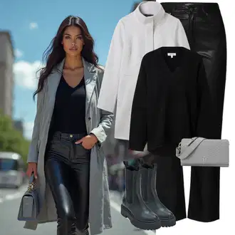 S zakovicama Outfit sa Crna Gumena Gležnjača/Chelsea Gležnjača/Kožna Jakna Edited "Zimski look"Look: S zakovicama, Jahanje, Hodanje