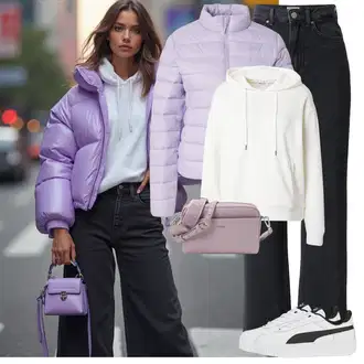 Materijal koji upija znoj Outfit sa Bijela/Krem/Kaki/Siva Nekategorizirano MSCH Copenhagen "Savršen za zimu"