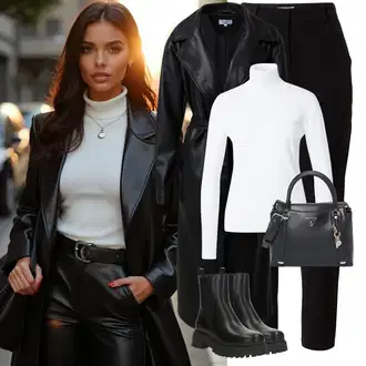 Outfit sa Crna Ravna Gležnjača/Chelsea Gležnjača/Podstavljena Gležnjača About You "Savršen za zimu"