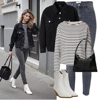 Outfit s Šedá/Světle šedá/Tmavě modrá/Tmavě šedá/Modrá Džíny s Rozparkem/Push up Džín/Dámské Džíny s Délkou 7/8/High Waist Džínové Kalhoty/Zimní bunda/Zkrácené Džíny/Termální Džíny/Kožená bunda Topshop "Zimní look"