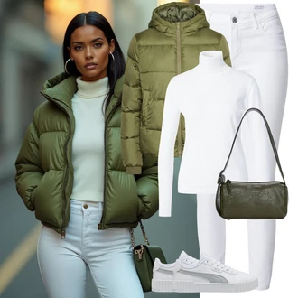 Rolák Outfit s Bílá/Krémová Rolák/Svetr s límečkem soft rebels "Zimní look"
