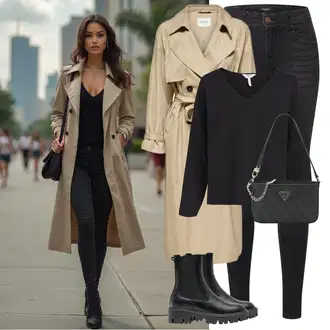 Kombinacije s čizmama sa Crna Chelsea Gležnjača/Kožna gležnjača/Čizma s Platformom/Podstavljena Gležnjača/Gležnjača s platformom Only "Zimski look"