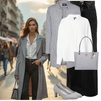 Zvonové kalhoty Outfit s Černá Džíny Džín s Širokou Nohavicí/Zvonové Džíny/High Waist Džínové Kalhoty/Džíny Culottes/Džíny s Rozparkem/Džíny Volného Střihu Only "Elegantní zimní outfit"