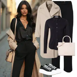 Na Procházku Outfit s Černá/Tmavě modrá Halenkové Body/Halenka Slim Fit/Halenka s Dlouhým Rukávem/Kožená bunda pro muže/Halenka se Stojatým Límcem/Blůza s knoflíčkem/Businessová Halenka Marc O'Polo "Zimní look"Look: Baseball, Krasobruslení, Na Procházku
