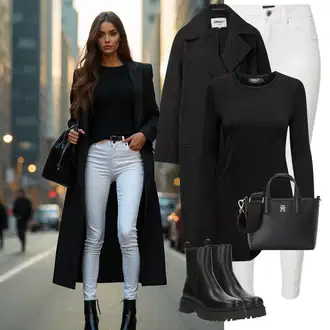 Outfit sa Crna Prijelazni Kaput/Vuneni kaput/Vintage Kaput/Kaput od Kašmira/Midi Kaput/Baloner/Dugi kaput/Kaban Kaput/Vuneni Kaput/Dugi Kaput/Oversize Kaput Only "Savršen za zimu"