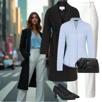 Outfit sa Crna Prijelazni Kaput/Dugi kaput/Ljetni Kaput/Midi Kaput/Kaput od Kašmira/Vuneni kaput/Trenč Kaput/Vuneni Kaput/Baloner Vila "Elegantan zimski outfit"