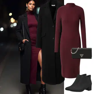 Outfit sa Crna Gležnjača na visoku petu/Poslovna Obuća/Kožna gležnjača/Chelsea Gležnjača/Ravna Gležnjača/ljetna gležnjača/Podstavljena Gležnjača/Čizma na Špic Tamaris "Elegantan zimski outfit"