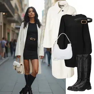 Outfit sa Krem/Bež/Kaki/Bijela Trenč Kaput/Kišni Kaput/Ljetni Kaput/Kaput Tri Četvrtine/Vintage Kaput/Lagani Kaput/Baloner/Dugi kaput/Midi Kaput/Oversize Kaput/Prijelazni Kaput Nasty Gal "Elegantan zimski outfit"
