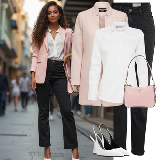 S Mašlí Vysoké Podpatky Outfit s Bílá/Krémová Lodička Slingback/Lodička S Páskem bershka "Elegantní zimní outfit"