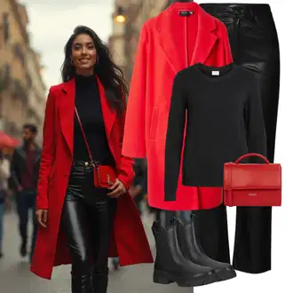 S zakovicama Outfit sa Crna Chelsea Gležnjača/Kožna Jakna Tamaris "Savršen za zimu"Look: Trekking, Jahanje, Skating, S zakovicama