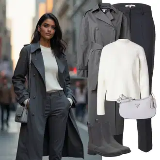 Outfit sa Siva/Tamnosiva/Svjetlosiva/Smeđa Trenč Kaput/Kišni Kaput/Midi Kaput/Prijelazni Kaput/Dugi Kaput/Kabanica i Funkcionalni Kaput/Dugi kaput/Baloner Topshop "Savršen za zimu"