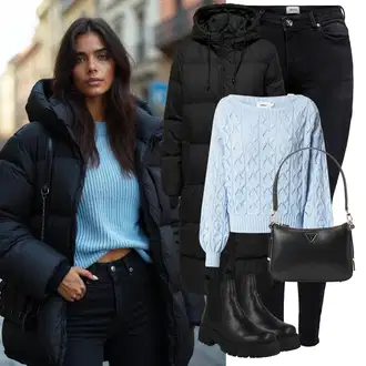Outfit sa Crna Chelsea Gležnjača/Ravna Gležnjača Apple of Eden "Zimski look"