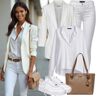 Western Outfit s Krémová/Bílá/Fialová Oblek Oversize Sako/Džínové Sako/Bavlněný Sako/Boyfriend Sako Trendyol "Městský styl oblečení"Look: Nadrozměrné, Univerzitní, Ležérní, Boho, Mom, Western, Chytrý příležitostný, Bad Taste, Francouzské