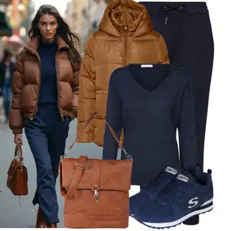 Kombinacije za zimu Culotte sa Tamnoplava Hlača Velika Veličina VERO MODA "Moderan zimski outfit"