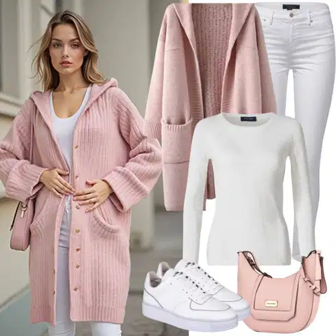 Kombinace Krémová/Bílá Sveter Dámský Svetr/Svetr s kapucí/Unisex Mikina S Kapucí/Sportovní mikina/Pletená mikina s kapucí/Oversize mikina/Svetr S Kapucí/Originální mikina/Mikina Cars Jeans