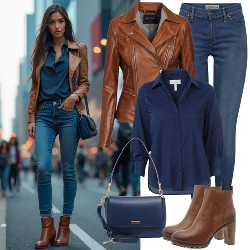 Kombinace Černá/Tmavě modrá Kožená bunda/Hedvábná Halenka/Halenka se Stojatým Límcem/Businessová Halenka/Halenka s Dlouhým Rukávem/Oversize Halenka/Slip-on Halenka About You kombinovat s Modrá/Tmavě modrá Kožená bunda/Dámské Džíny s Délkou 7/8/High Waist Džínové Kalhoty/Push up Džín/Zimní bunda/Džíny s Rozparkem/Kožené bundy/Kotníková Bota/Navlékací džíny/Džíny s Dírou/Kožené Boty Only