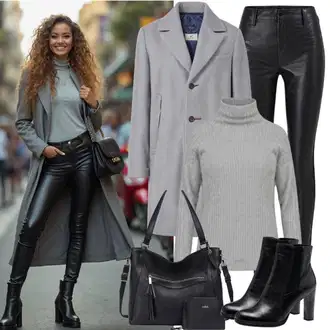 outfit mit Siva/Svetlo Siva Pleteni Plašč/Midi Plašč/Volneni Plašč/Dolg Plašč/Pleten Plašč iz Flisa/Plašč iz Kašmirja/Oversize Plašč/Volnen zimski Plašč Calvin Klein "Modni pomladni outfit"