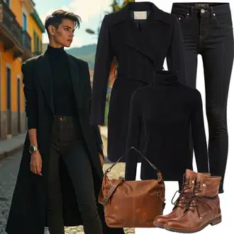Outfit sa Smeđa Chelsea Gležnjača/Čizma za Jahanje About You "Modni proljetni outfit"