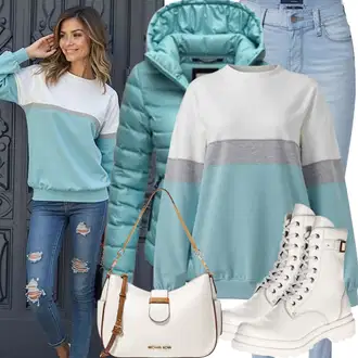 Outfit sa Bež/Bijela/Krem Gležnjača na Vezanje/Motociklistička čizma/motociklistička čizma/Borbena Čizma/Ravna Gležnjača Rieker "Modni proljetni outfit"