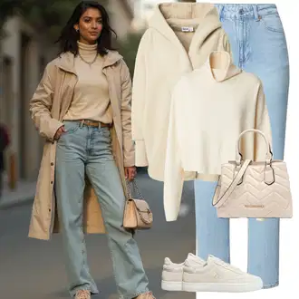 Outfit sa Bež/Kaki/Smeđa Održiva Jakna/Plišana Jakna/Jakna s Kapuljačom/Vunena Jakna/Jesenska Jakna/Zimska Parka/Zimska Jakna Noisy may "Savršen za zimu"