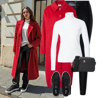 Outfit s Bílá/Krémová Sveter Rolák/Svetr s límečkem soft rebels "Módní zimní outfit"