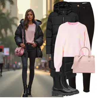 Kombinacije s čizmama sa Crna Chelsea Gležnjača/Kožna gležnjača/Čizma s Platformom/Podstavljena Gležnjača/Gležnjača s platformom Only "Zimski look"