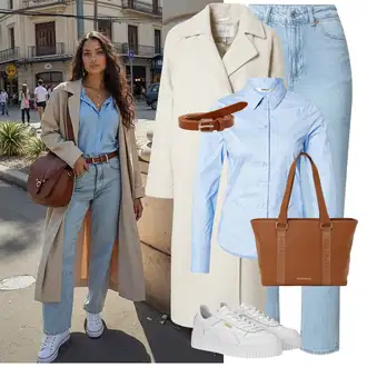 Vysoký Pas Outfit s Světle modrá Boyfriend Džínové kalhoty/Mom Jean/Zužující se Džíny/Zkrácené Džíny/Džíny s Rozparkem/High Waist Džínové Kalhoty/Rovná Džína/Girlfriend Džíny/Vintage džíny/Dad Džíny VERO MODA "Módní zimní outfit"