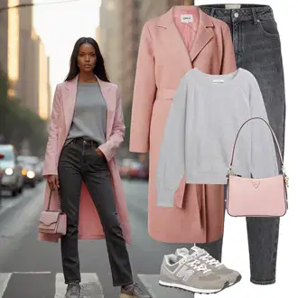 Mom Outfit s Růžová/Fialová/Hnědá Kašmírový Kabát/Dlouhý kabát/Midi Kabát/Vlněný Kabát/Zimní Kabát Vlněný kabát Only "Zimní look"Look: Klasické, Emo, Business, Francouzské, Moderní, Mom, Kancelář, Příliš oblečený, Romantický, Univerzitní