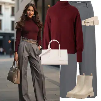 Outfit sa Bež/Smeđa/Kaki Kožna Jakna/Podstavljena Gležnjača/Gumena Gležnjača/Ravna Gležnjača/Chelsea Gležnjača About You "Moderan zimski outfit"