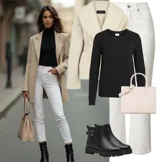 Outfit sa Crna Chelsea Gležnjača/Motociklistička čizma/Ravna Gležnjača/Kožna gležnjača/Kožna Jakna/Podstavljena Gležnjača Tamaris "Savršen za zimu"