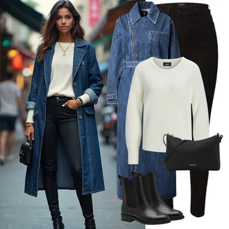 Outfity z džínu Skinny s Černá Kožená bunda/High Waist Džínové Kalhoty/Termální Džíny/Motorkářské Džíny/Kožené Boty/Sweat Džíny VERO MODA "Perfektní na zimu"