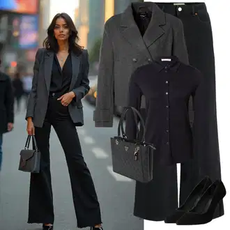 Na Procházku Outfit s Černá/Tmavě modrá Halenkové Body/Halenka Slim Fit/Halenka s Dlouhým Rukávem/Kožená bunda pro muže/Halenka se Stojatým Límcem/Blůza s knoflíčkem/Businessová Halenka Marc O'Polo "Elegantní zimní outfit"Look: Baseball, Krasobruslení, Na Procházku