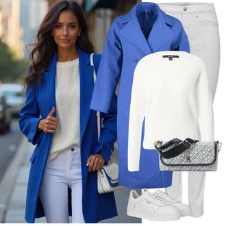 Outfity na podzim s Šedá/Krémová/Bílá Kalhoty Tregíny/Jeggings/Skinny Kalhoty/Džínové Legíny/Kalhoty s dírou/Kalhoty se Štěrbinou/Legíny s Rozparkem Only "Zimní look"