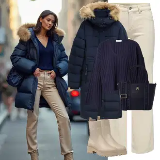 Outfit sa Bež/Smeđa/Kaki Kožna Jakna/Podstavljena Gležnjača/Gumena Gležnjača/Ravna Gležnjača/Chelsea Gležnjača About You "Savršen za zimu"