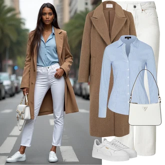 Prugasto Outfit sa Svjetloplava Bluza i Tunika/Bluza Veći Broj More & More "Moderan zimski outfit"