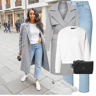 Vysoký Pas Outfit s Světle modrá Boyfriend Džínové kalhoty/Mom Jean/Zužující se Džíny/Zkrácené Džíny/Džíny s Rozparkem/High Waist Džínové Kalhoty/Rovná Džína/Girlfriend Džíny/Vintage džíny/Dad Džíny VERO MODA "Zimní look"