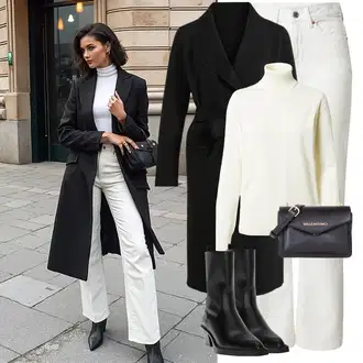 Outfit sa Crna loden Kaput/Dugi Kaput/Kaput od Kašmira/Vuneni Kaput/Midi Kaput/Vuneni Kaput Vila "Elegantan zimski outfit"