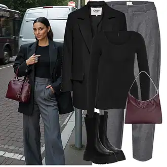 Kombinacije s čizmama sa Crna Klasična čizmica/Čizma s Platformom/Chelsea Gležnjača/Gležnjača s platformom/Čizma od Janjeće Kože About You "Cool zimski outfit"