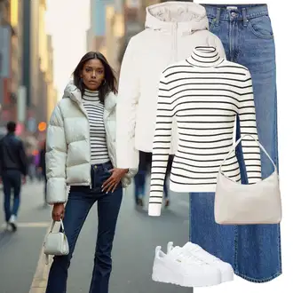 Zvonové kalhoty Outfit s Světle modrá/Modrá Džíny Džín s Širokou Nohavicí/Džíny Volného Střihu/High Waist Džínové Kalhoty/Džíny s Rozparkem/Zvonové Džíny/Džíny Culottes/Vintage Džíny Only "Perfektní na zimu"